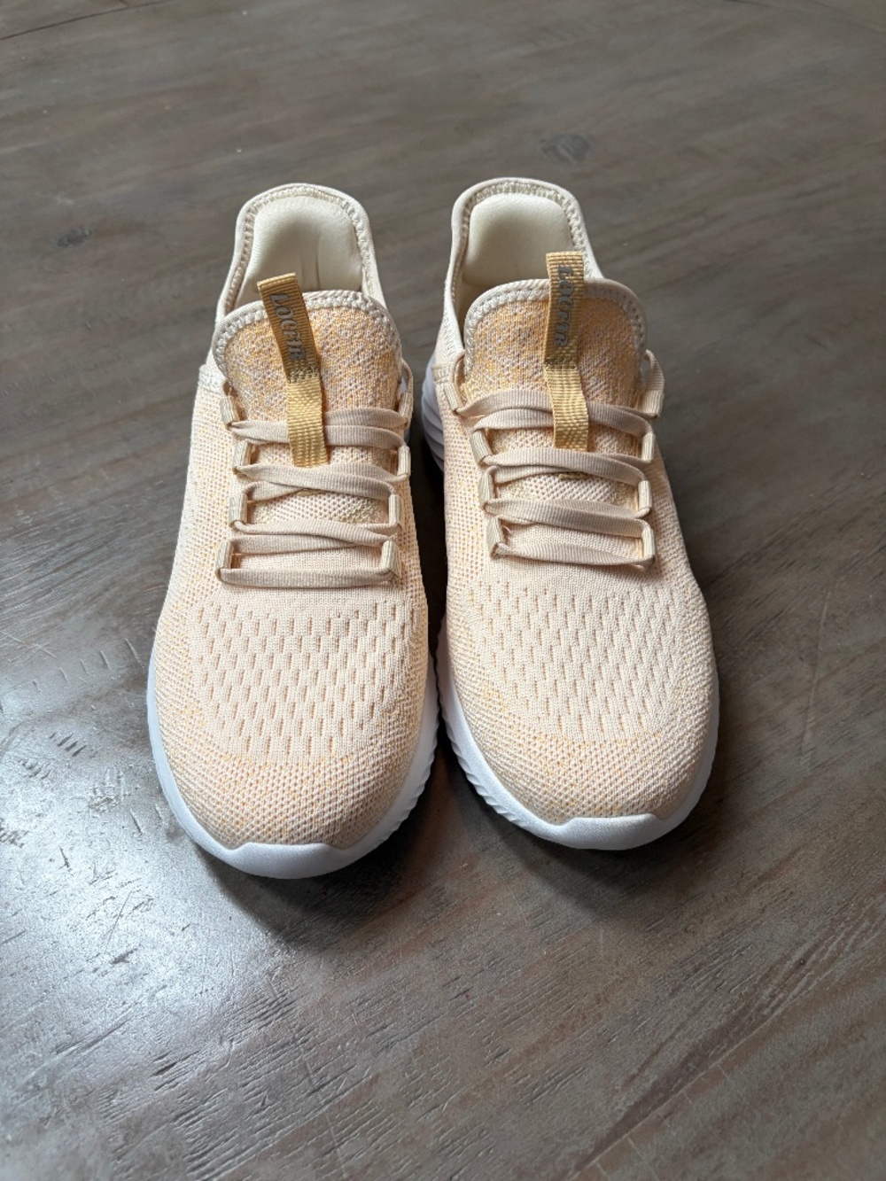 LocFir light peach, athletic lace up sneakers.